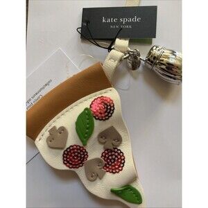 Kate Spade new york Charmed NYC Pizza Bag Charm Shaker Key Fob Leash Leather NWT
